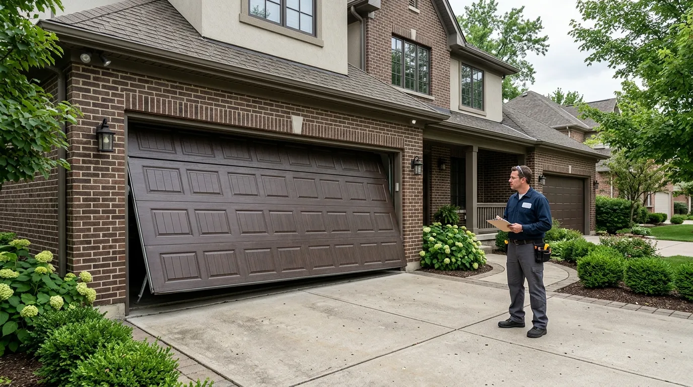 Garage door detail illustrating why your garage door jumped the track